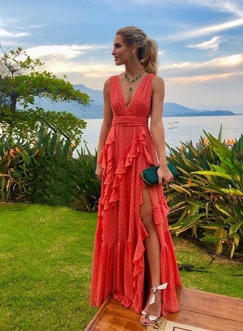 Vestidos formales para mujer, escote en V profundo, corte A, vestido de fiesta en capas